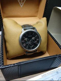 MENS GUESS WAFER WATCH W70016G1 Black Leather (Jam Tangan Kulit untuk Pria)