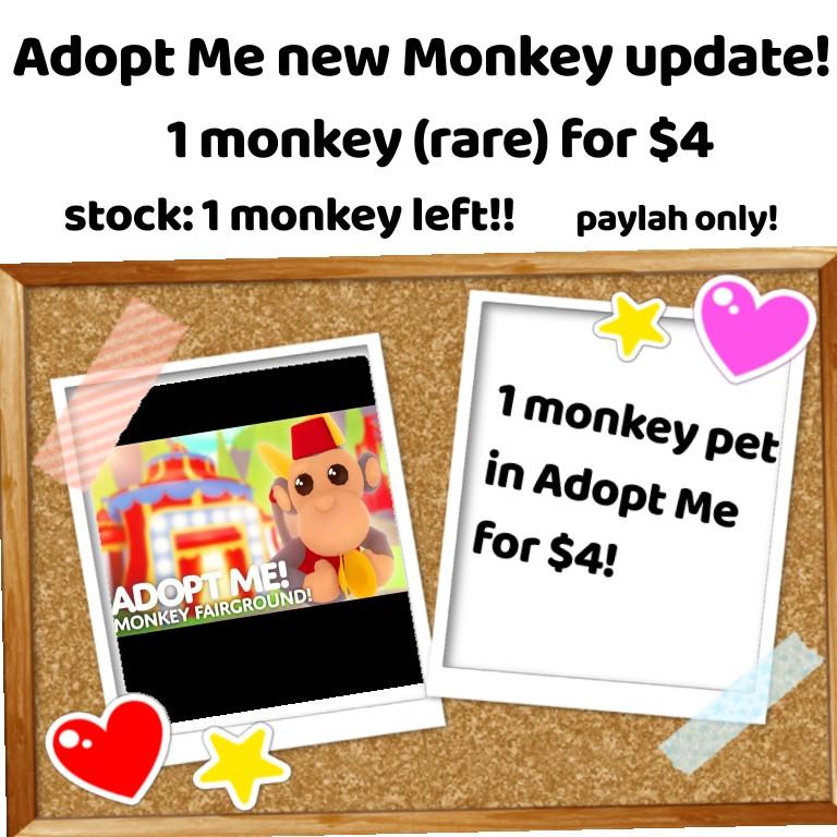 Monkey Adopt Me Roblox Toys Games Video Gaming Video Games On Carousell - roblox 769