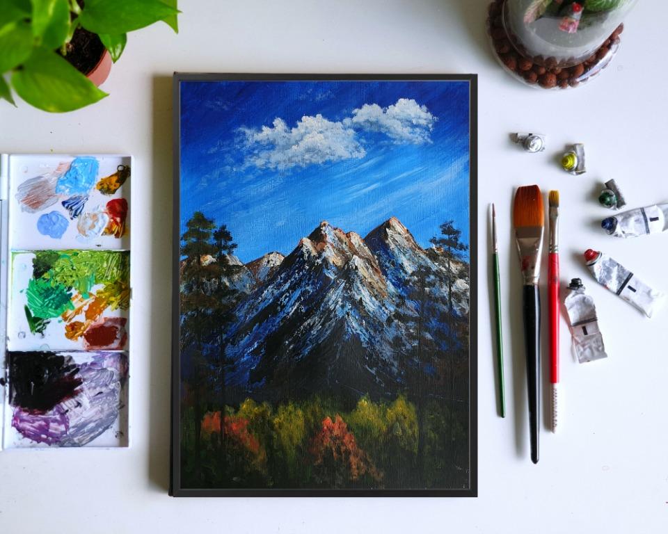 acrylic painting mountain landscape