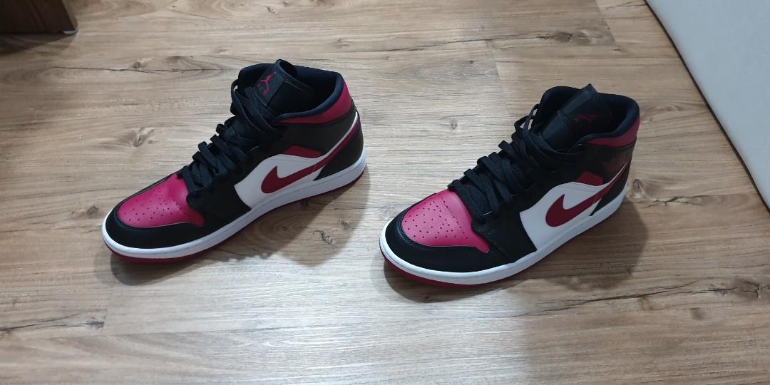 Nike Air Jordan 1 Mid 'Bred Toes', Men'S Fashion, Footwear, Sneakers On  Carousell