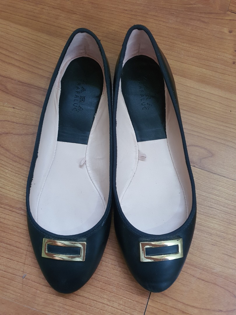 zara black flat shoes