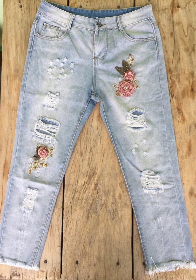 flower design jeans