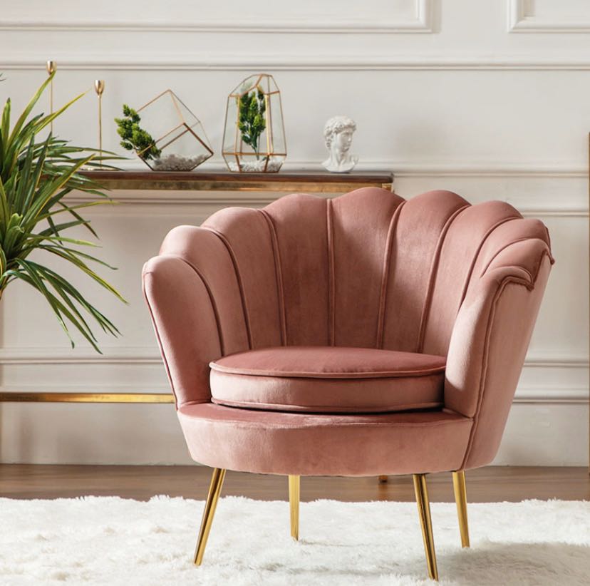Scalloped deals velvet armchair