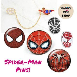 Spider-Man Enamel Pin, Collar Pin, Cabochon glass dome badge (safety pin backing) - Spiderman, Marvel, happypinshop