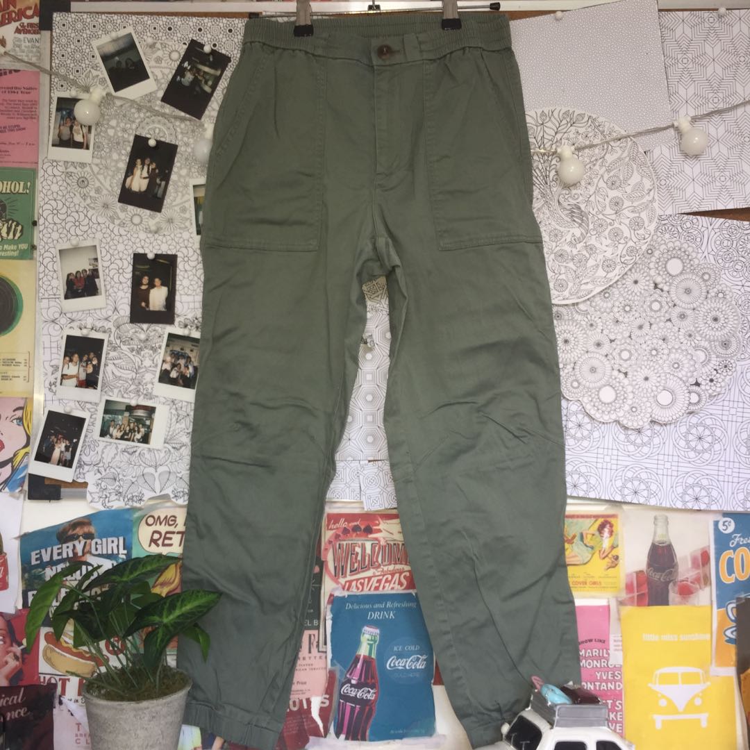uniqlo army green jogger pants, Men's 