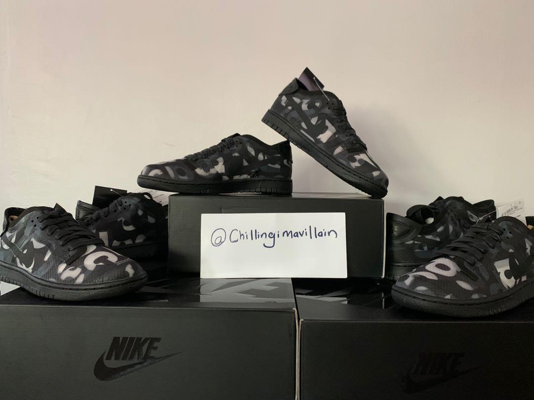 US 5.5 6 6.5 8 Nike x Comme Des Garcons CDG Dunk Low Monogram Print Translucent Black