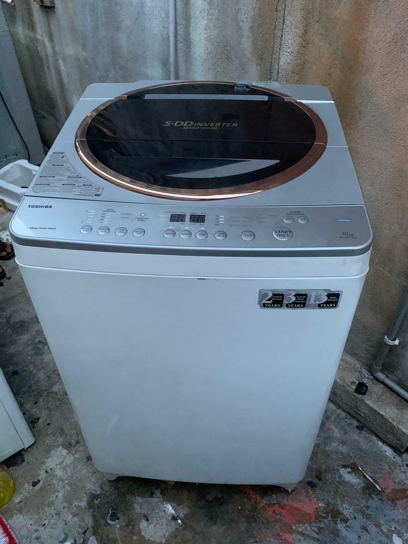 Used Toshiba Dd Inverter Washer 10 0kg Washing Machine Mesin Basuh Fully Automatic Stainless Steel Drum In Good Condition Kitchen Appliances On Carousell