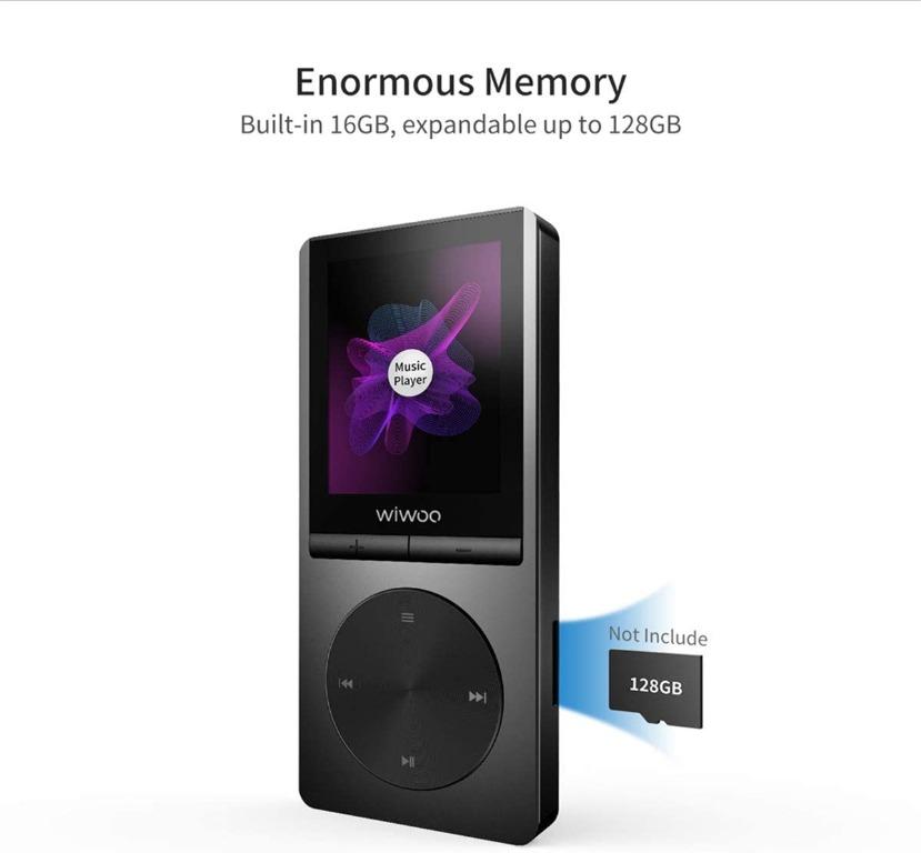 ** Wiwoo MP3 Player with Bluetooth 4.0, 16GB Music Player with FM Radio