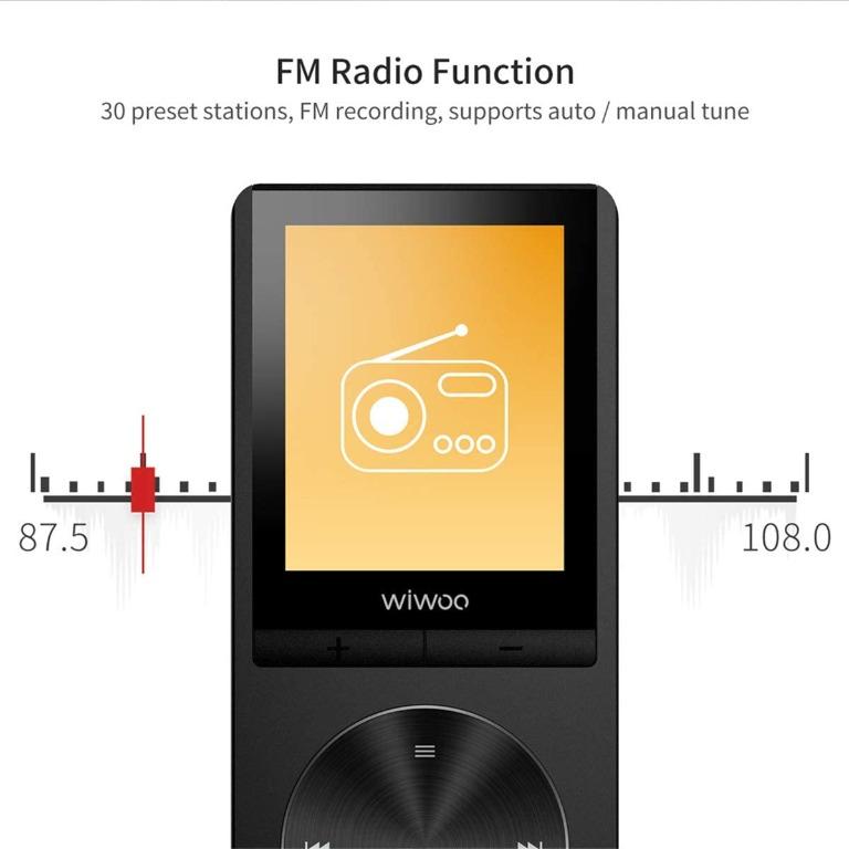 ** Wiwoo MP3 Player with Bluetooth 4.0, 16GB Music Player with FM Radio