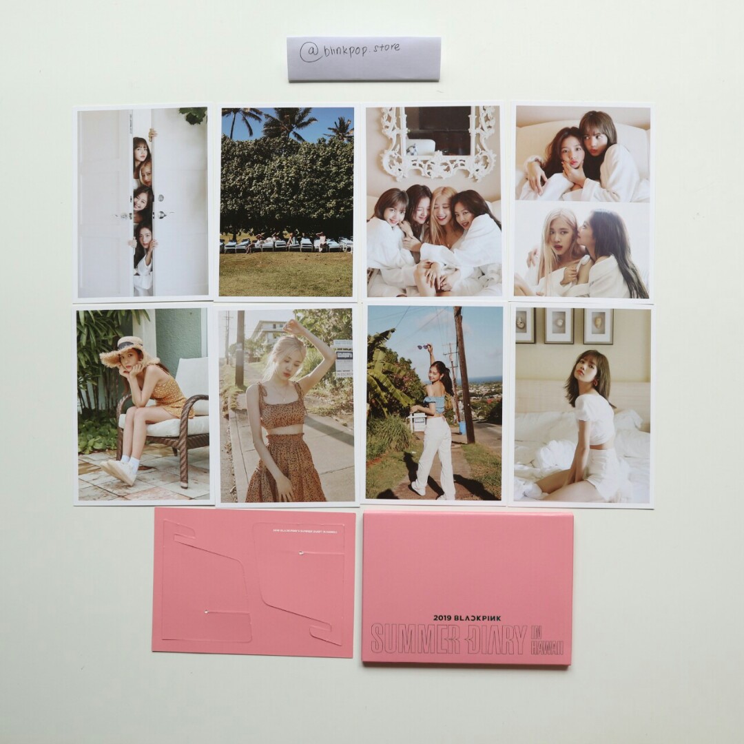 WTS BLACKPINK 2019 SUMMER DIARY IN HAWAII POSTCARD SET (8 CARDS) + STAND