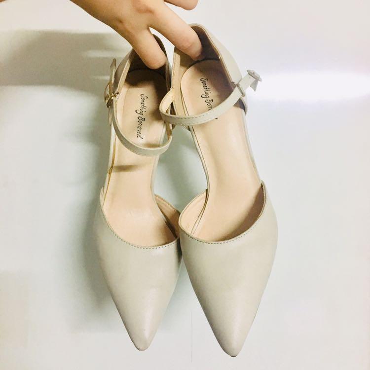 Zalora Ankle Strap Stiletto Heels (Category: Heels) located in Quezon City. Submitted by mkmdrd (Listing ID 1009760311, Image 2). Description: Used once for a photoshoot. Still looks new and sole only has minimal dirt. Issue: Scratches on one heel.