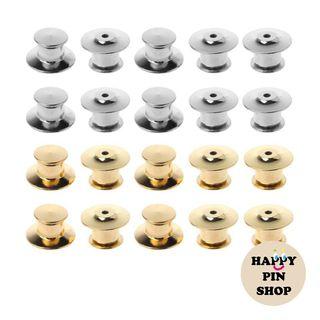 5pcs Locking Pin Back, Deluxe Clutch, Pin Keeper - Gold & Silver (for enamel pin, lapel pin, collar pin, brooch, badge)