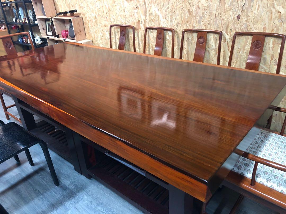 緬甸花梨木枱 原件 實木 大板枱面 傢俬 家居 傢俬 書櫃 櫃子及架 Carousell