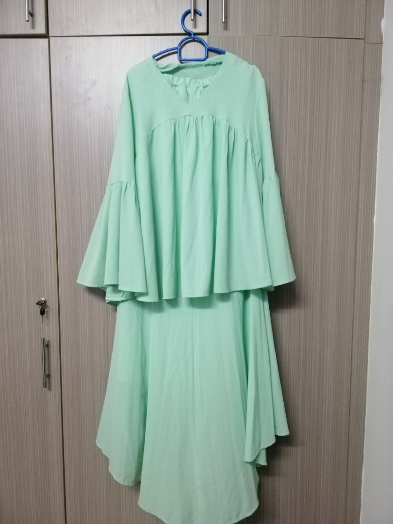 Baju Raya Murah Mint Green Muslimah Fashion Two Piece On Carousell
