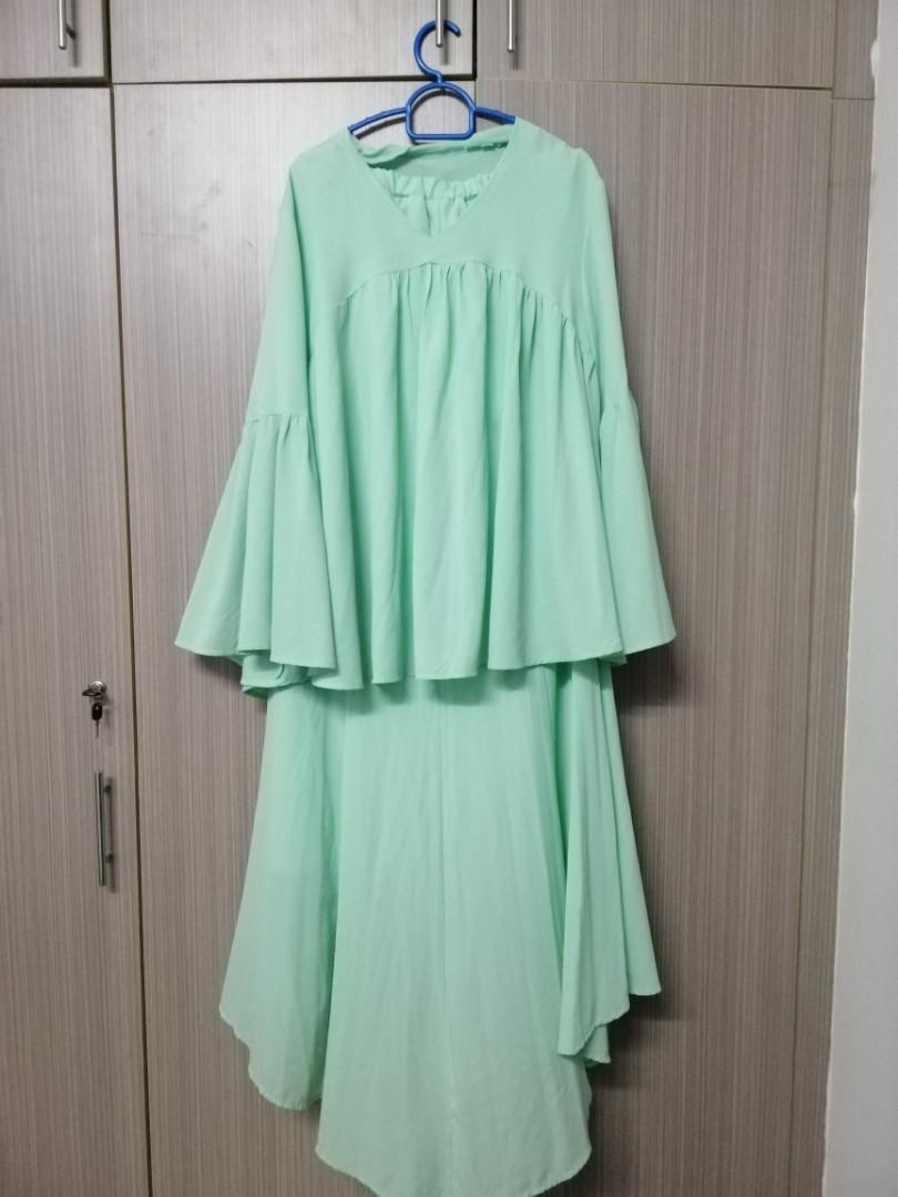 Baju Raya Murah Mint Green Muslimah Fashion Two Piece On Carousell