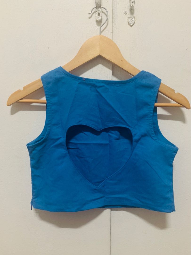 heart cut out crop top