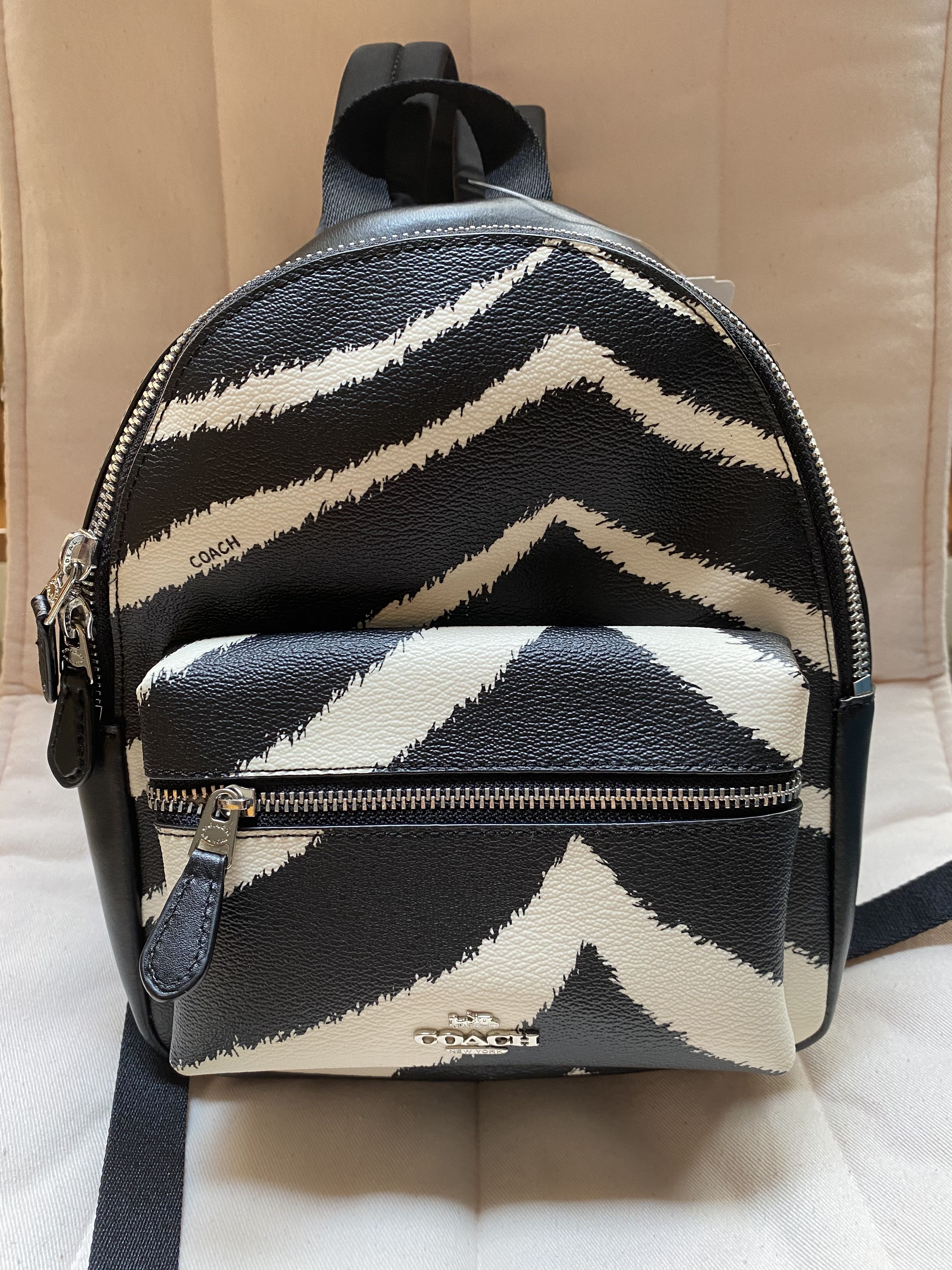 Coach zebra backpack hot sale