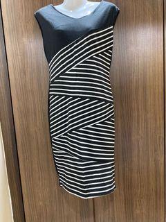 #CarousellBelanja Bandage Stripes Black & White Dress