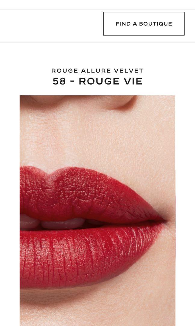 Lipstick Rouge Allure Velvet Chanel (58 - rouge vie 3,5 g) - Lipsticks -  Photopoint