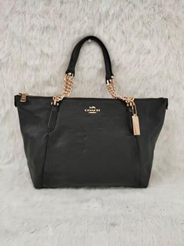 coach ava chain tote black