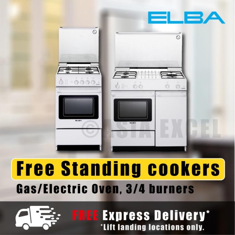 ELBA 3/4 BURNER GAS/ELECTRIC OVEN FREE STANDING COOKER [EGC 536 WH/EGC