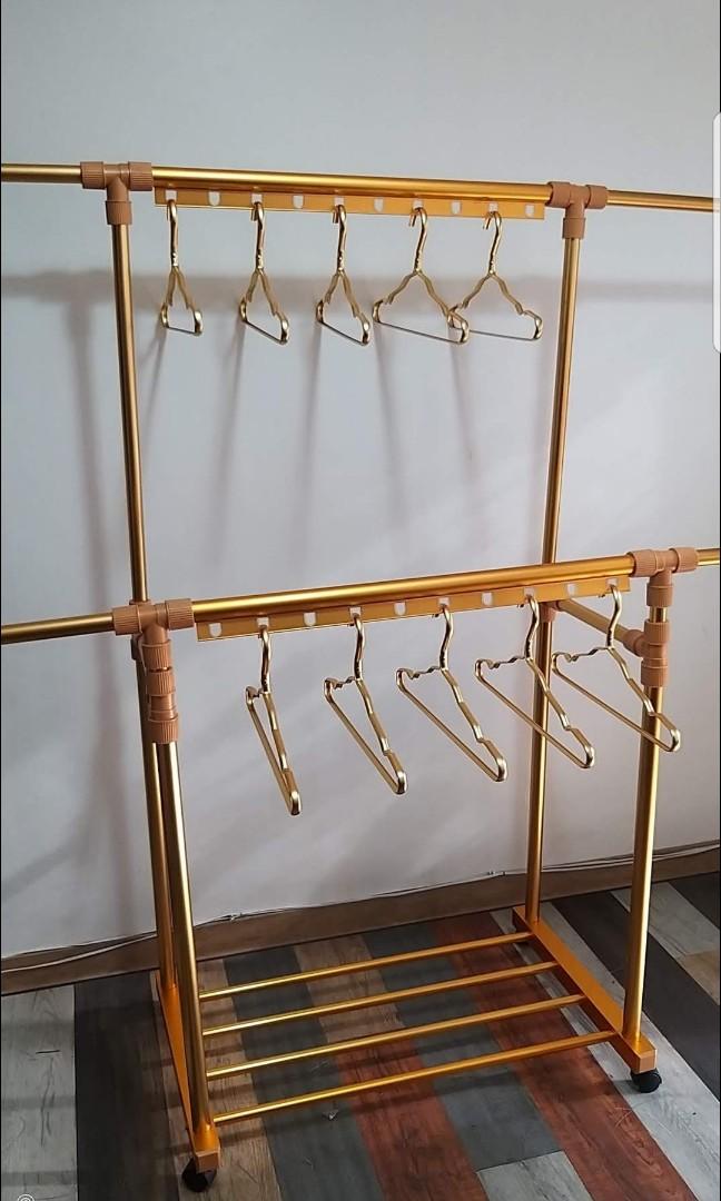Executive Rose Gold No Sway Heavy Duty Rolling Clothes Rack Furniture Home Living Home Improvement Organization Clothes Drying Rack On Carousell