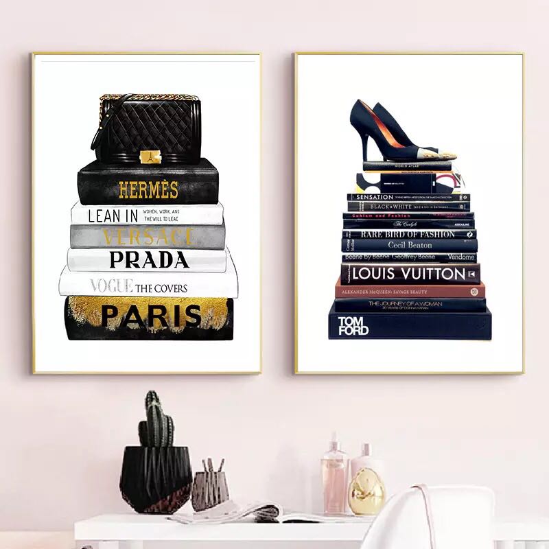 Fashion Books Art Prints (Chanel, Hermes, LV, Prada) , Luxury