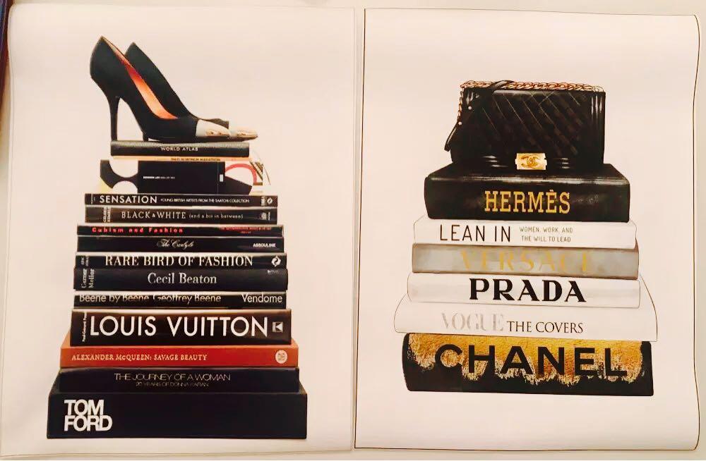 Fashion Books Art Prints (Chanel, Hermes, LV, Prada)