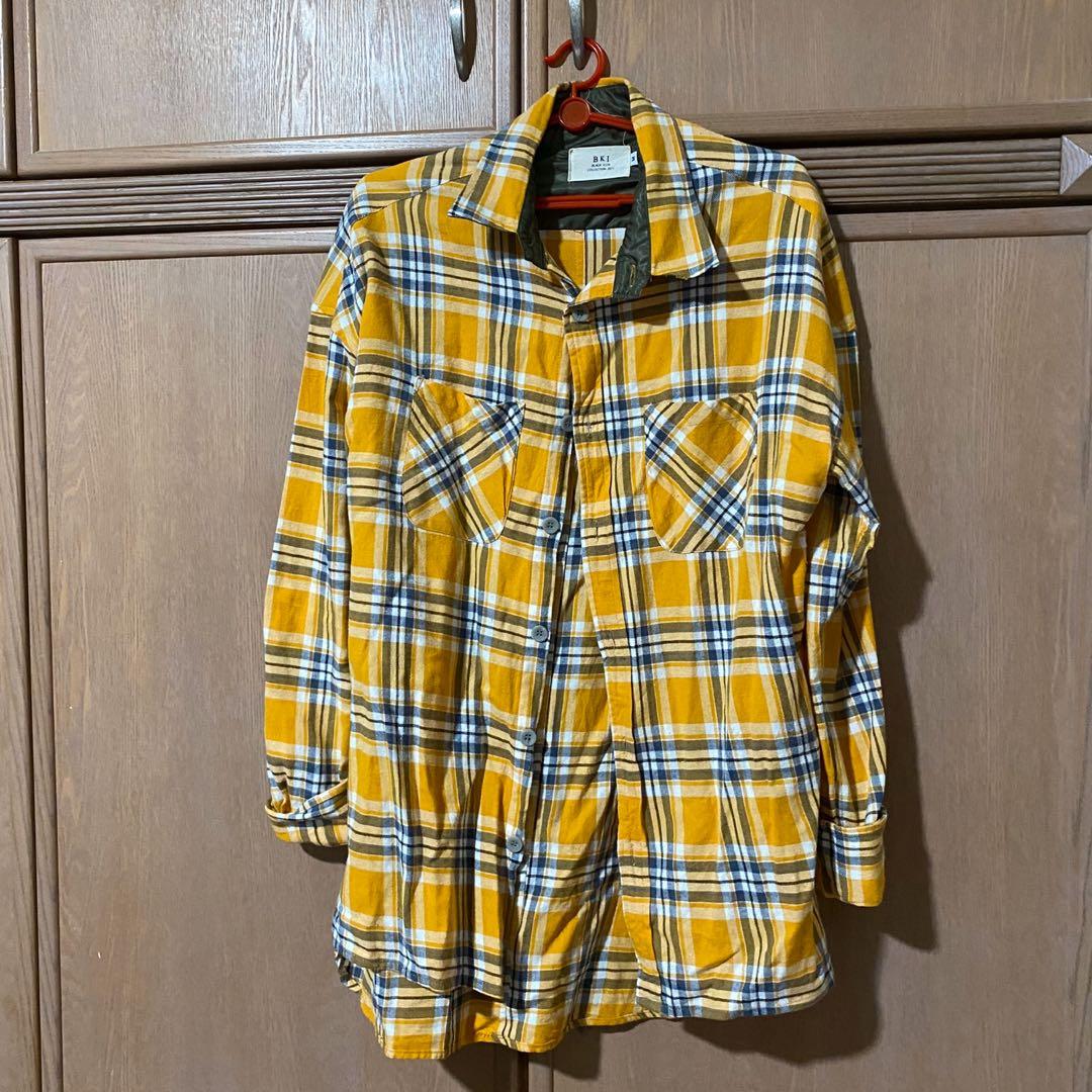 old navy yellow plaid shirt