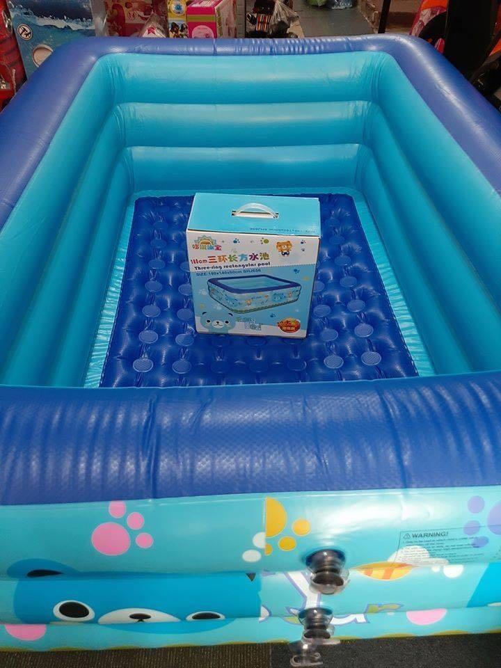 Funny bear inflatable pool (Category: Bathtub & Bath Accessories) located in Cainta. Submitted by krissssh (Listing ID 1004033462, Image 1). Description: Bunny bear Pool 1.8m Available Size: 71 inches x 55 inches x 24 inches (180cm x 140cm x 60cm) Bubble Mat, 3 Layer, Makapal. Highquality Mas makapal compare sa bestway/intex.