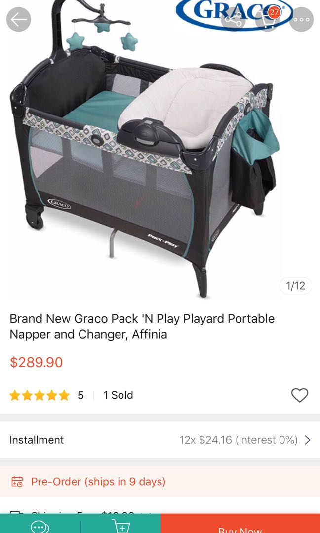 Graco Pack & Play PlayPen, Affinia, Babies & Kids, Cots & Cribs on Carousell