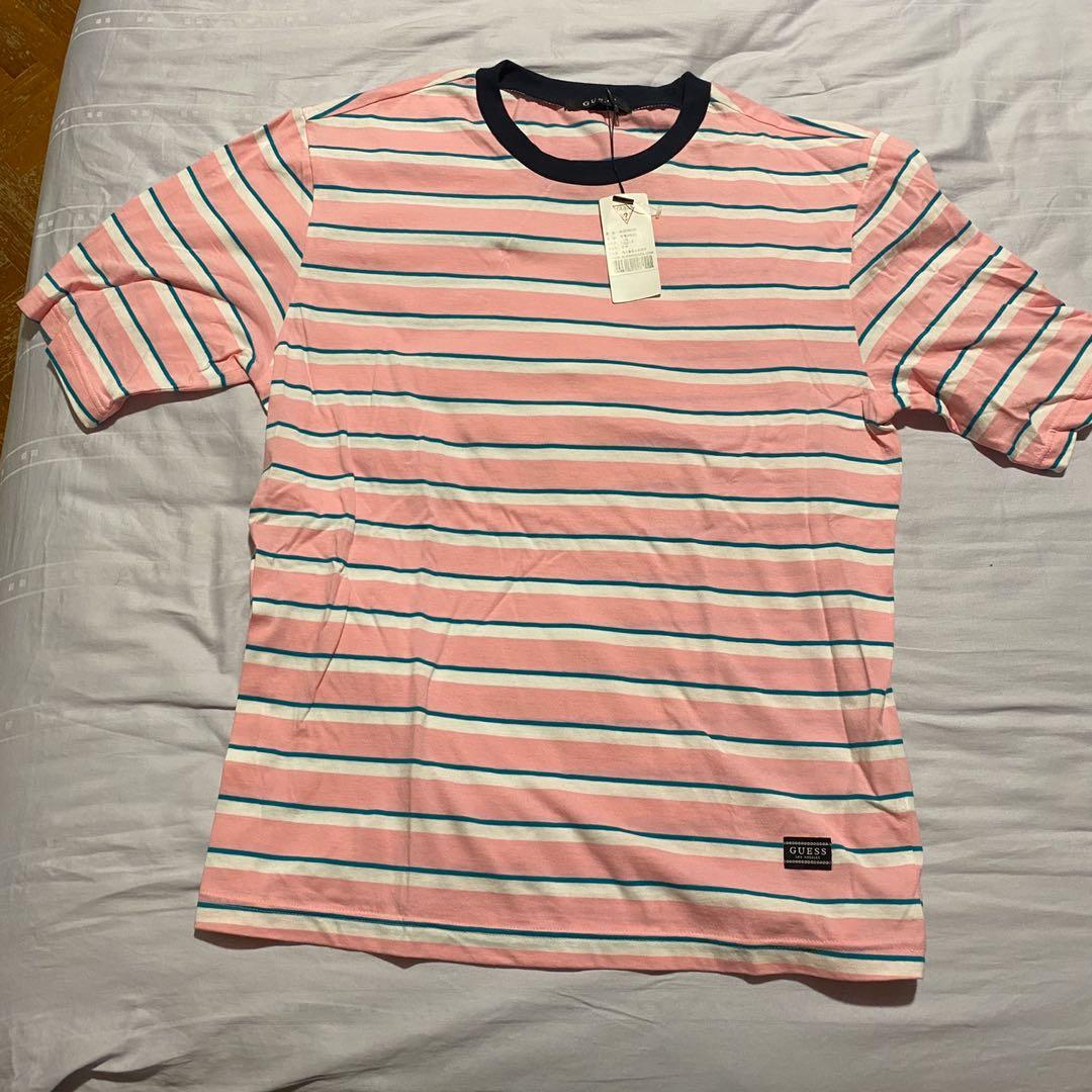 pink and white striped tee