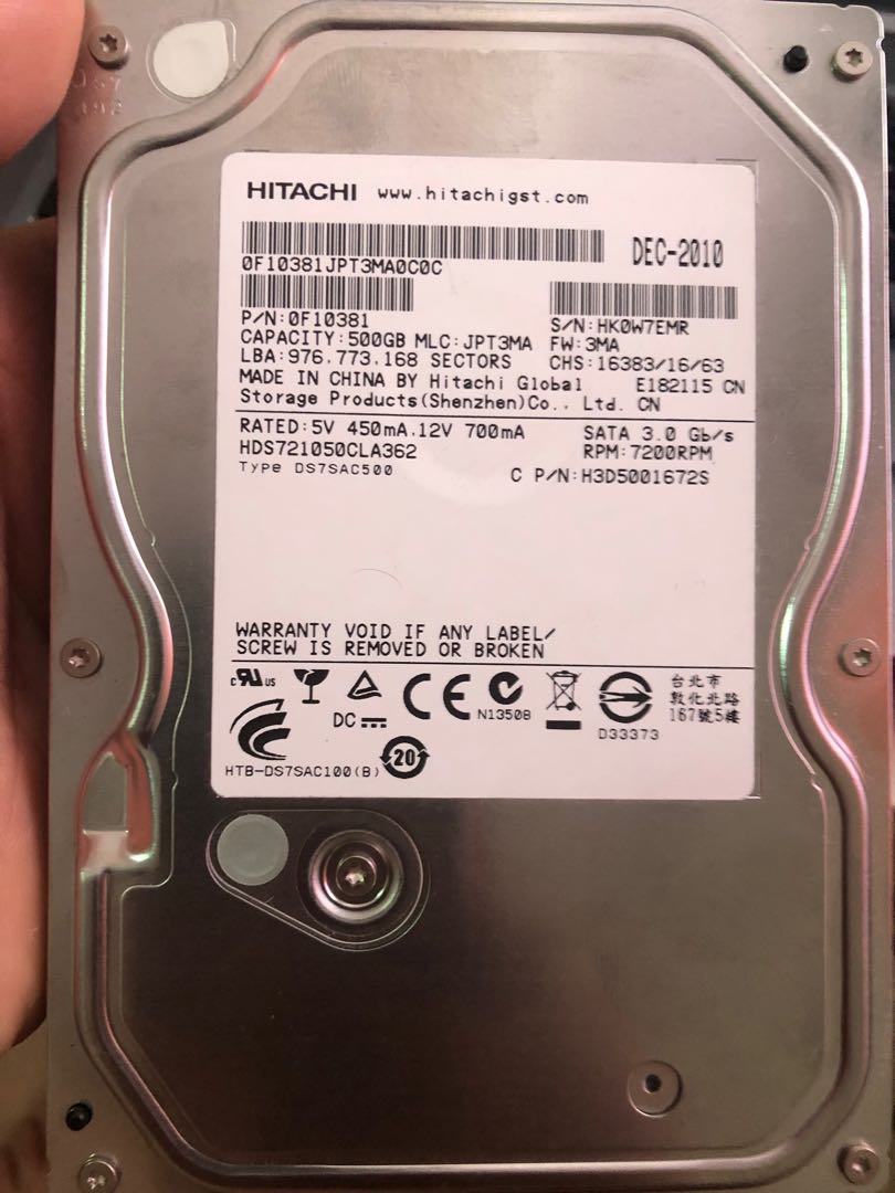 Hitachi hard drive, Computers & Tech, Parts & Accessories, Hard Disks