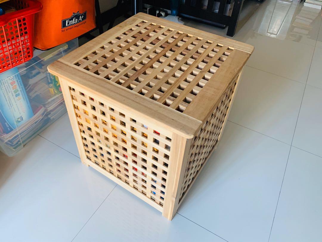 IKEA HOL Side Table Storage Box with Lid, Furniture & Home Living
