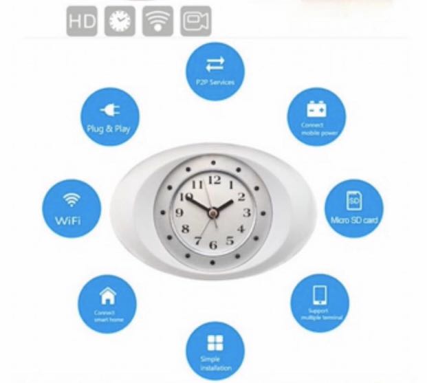 Mini Wireless Wifi Alarm Clock Security / Spy Camera