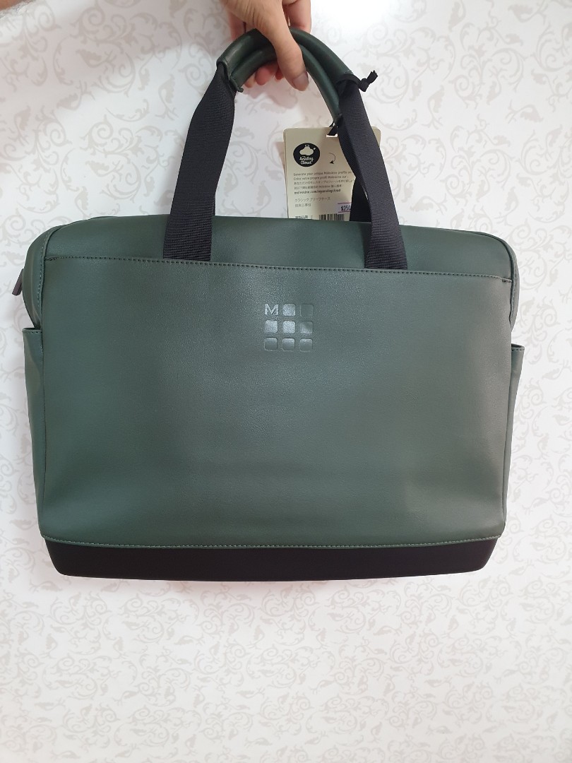 Moleskine classic briefcase dark green, Men's Fashion, Bags