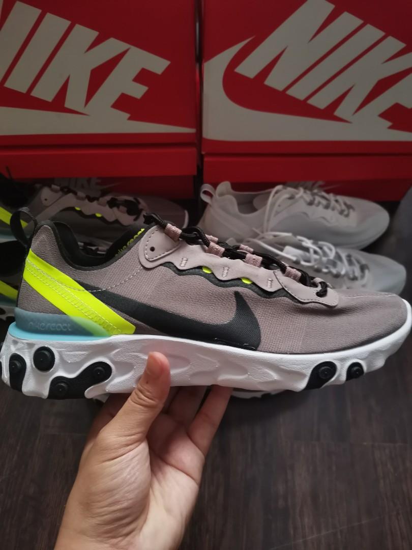 Nike React Element 55 Grey Volt Men S Fashion Footwear Sneakers On Carousell