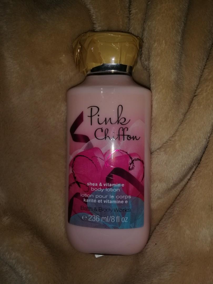 Bath & Body Works Pink Chiffon Lotion (Category: Bath) located in Quezon City. Submitted by classychicph92 (Listing ID 1004152560, Image 1). Description: Original Pink Chiffon Lotion from Abu Dhabi 💕.