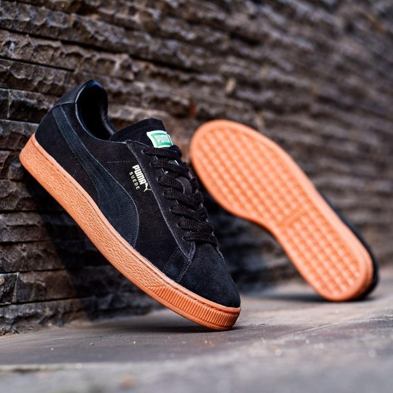 puma suede black on black