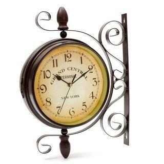 Rotatable double clock - vintage station clock design