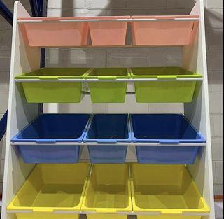 Seville Classics 12 Bin Organizer With Plastic Bins Storage Box Shelf Drawer