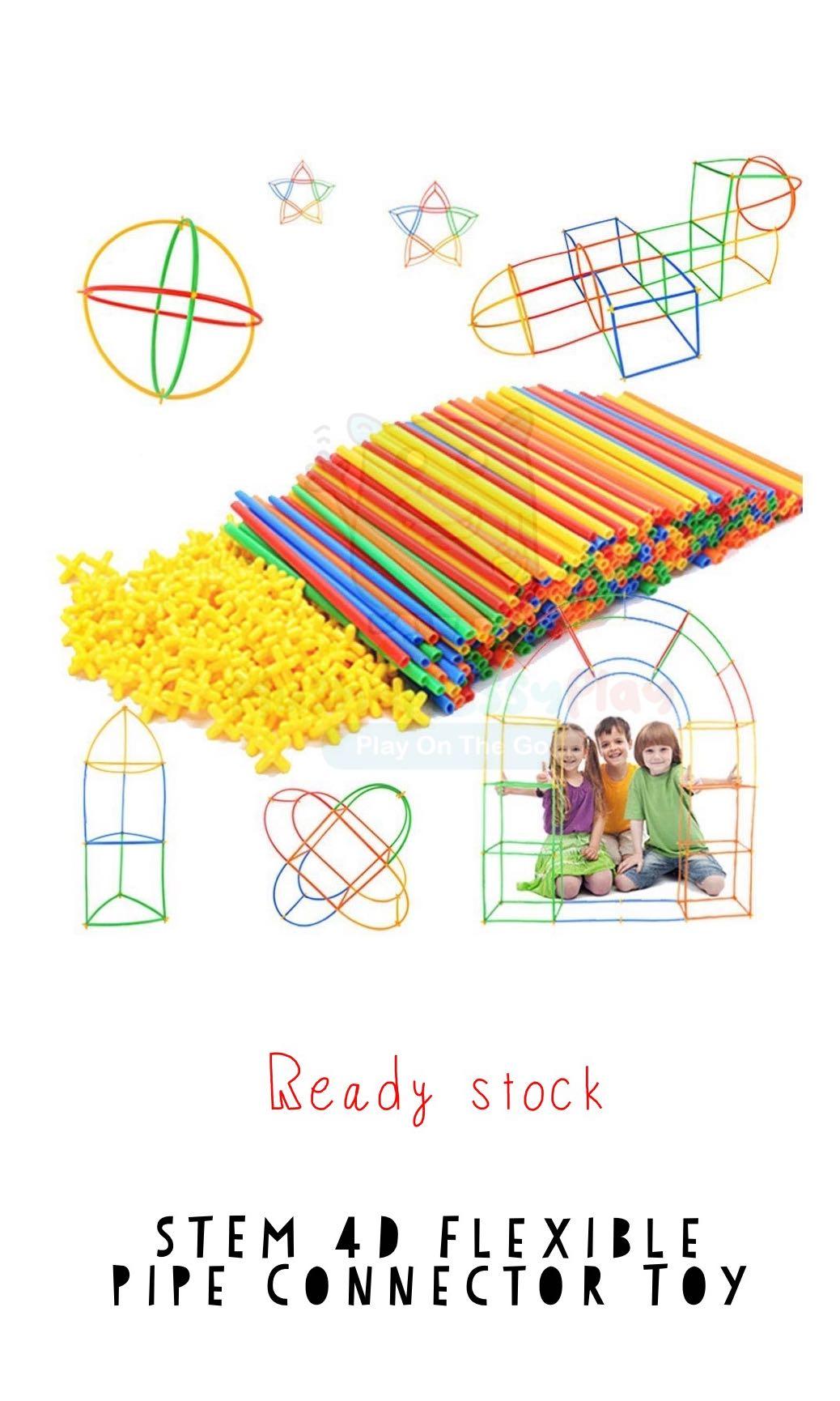 4d Flexible Pipe Connector Straw Open Ended Toy Toys Games Blocks Building Toys On Carousell