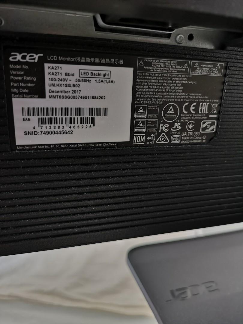 ACER 27 INCH MONITOR SCREEN KA271 