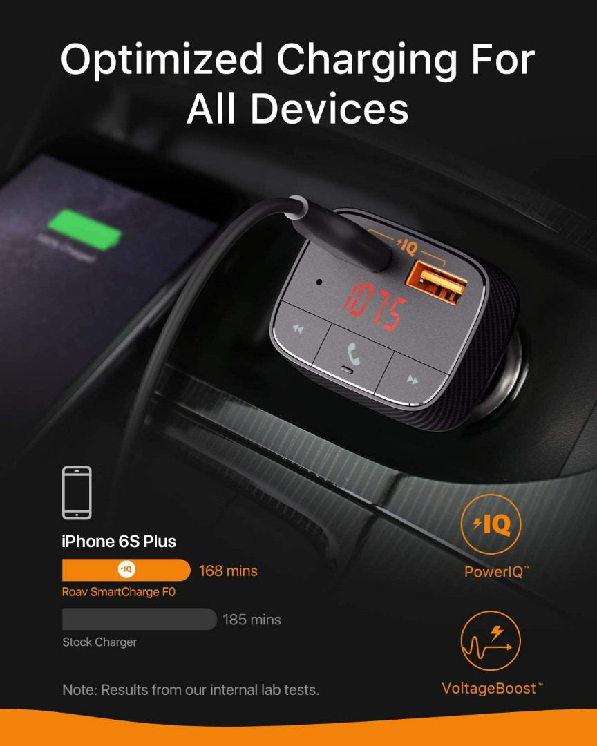 Anker Roav SmartCharge F0 Bluetooth FM Transmitter for Car, Audio