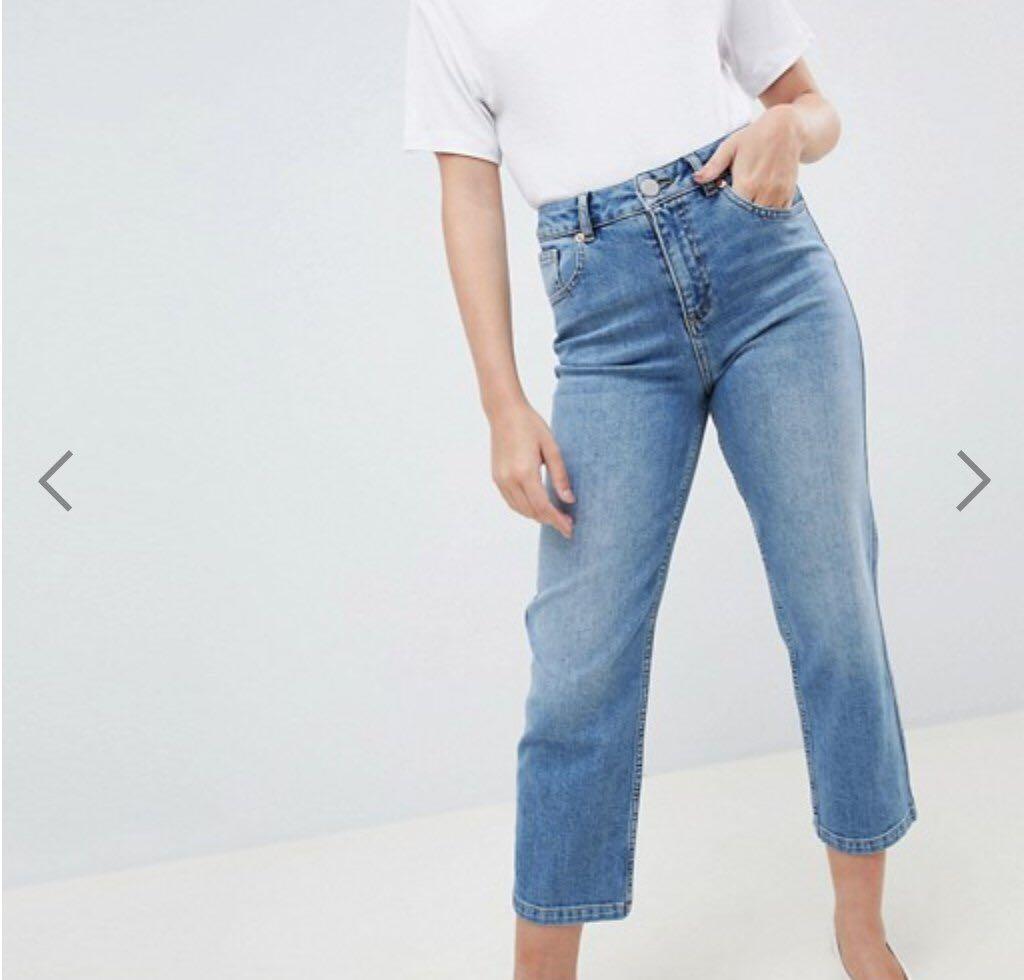 Petite high waisted straight leg jeans Clearance