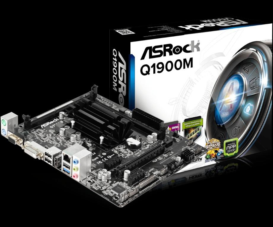 Asrock Q1900 mATX Board Quad Core 2GHz CPU on board Great for