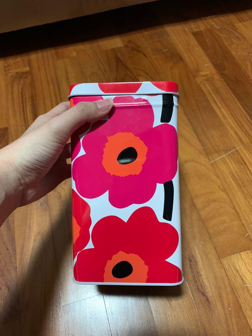 Authentic Marimekko tin box red flower tin pink flower tin box , Hobbies &  Toys, Stationery & Craft, Occasions & Party Supplies on Carousell