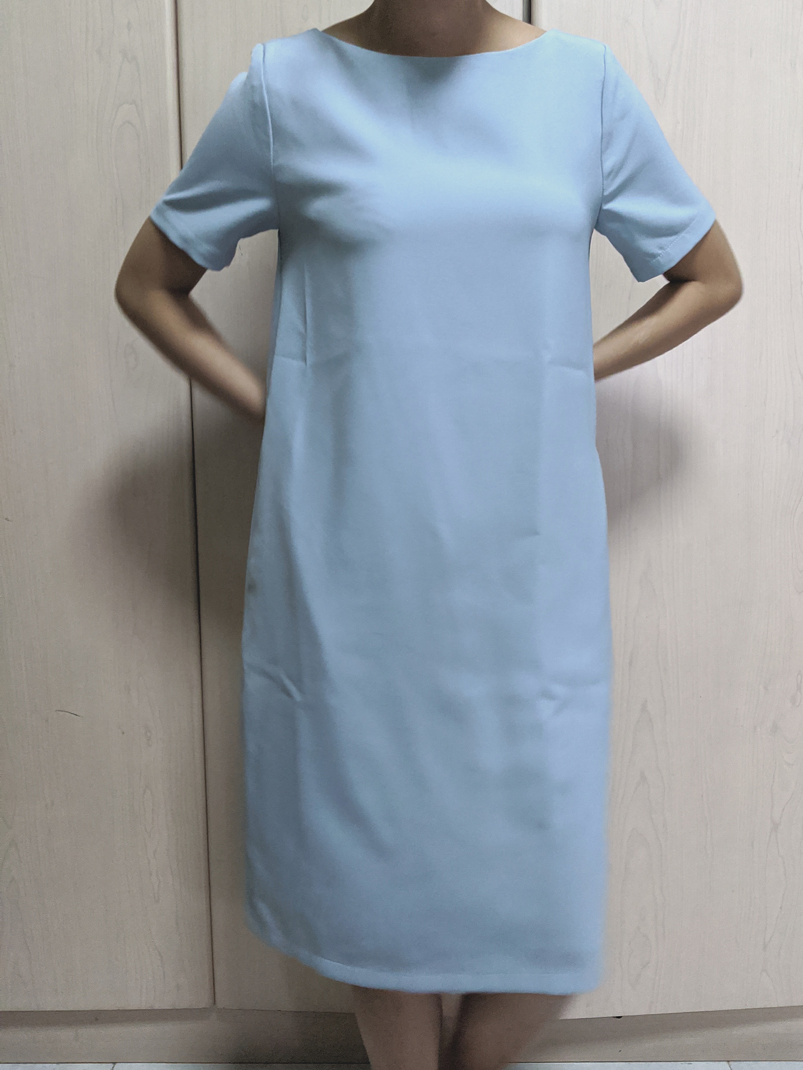 light blue shift dress