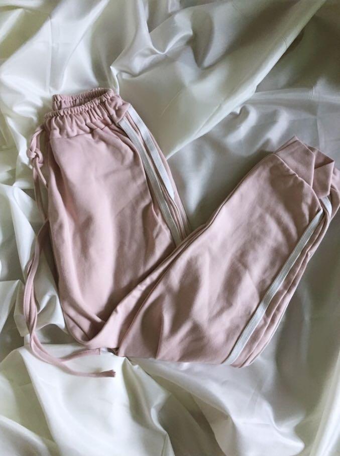 baby pink track pants