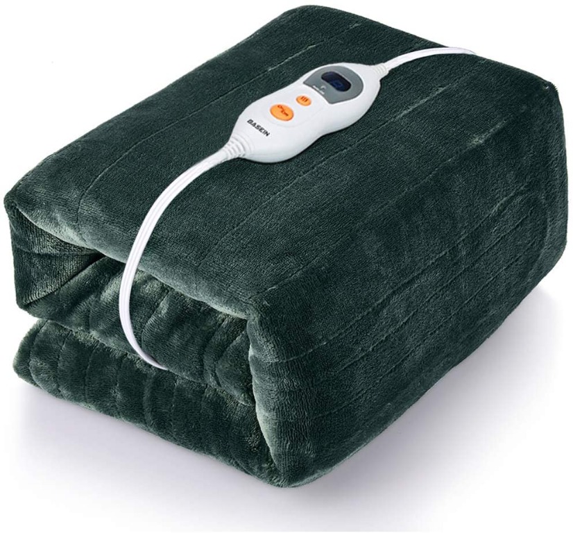 BASEIN Heating Blanket, Large Heated Throw Blanket with 3 Adjustable  Temperature Levels 9 Hours Timer, Fast Heating and Machine-Washable Electric  Over Blanket, Soft Flannel Heating Throw Blanket, TV u0026 Home Appliances,  Kitchen
